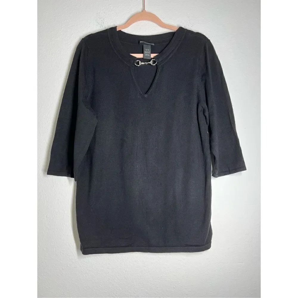 LANE BRYANT Bohemian Black Classic V Neck Sweater Parisian Signature style Size